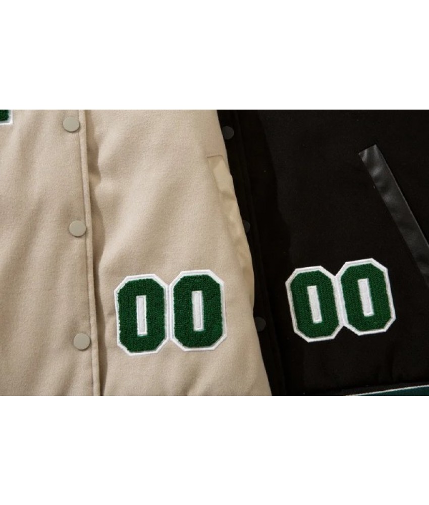 002 Black And Beige Varsity Jacket